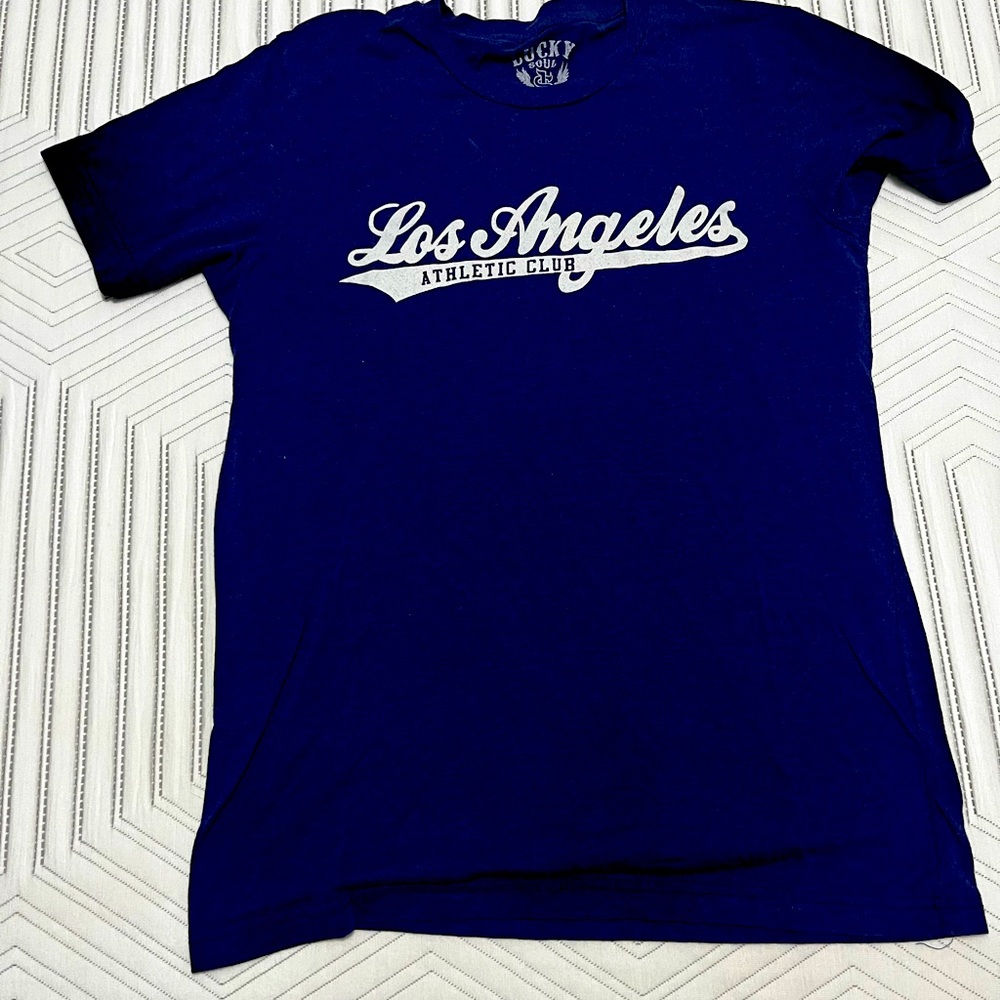 LA athletic club T-shirt, dodger blue, size medium, lucky soul